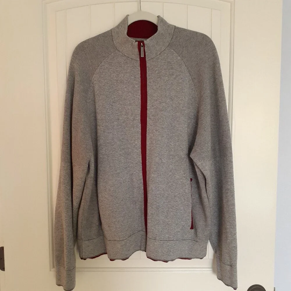 Overland Louis Wool-Blend Zip Up Sweater with Pockets Gray Size XL